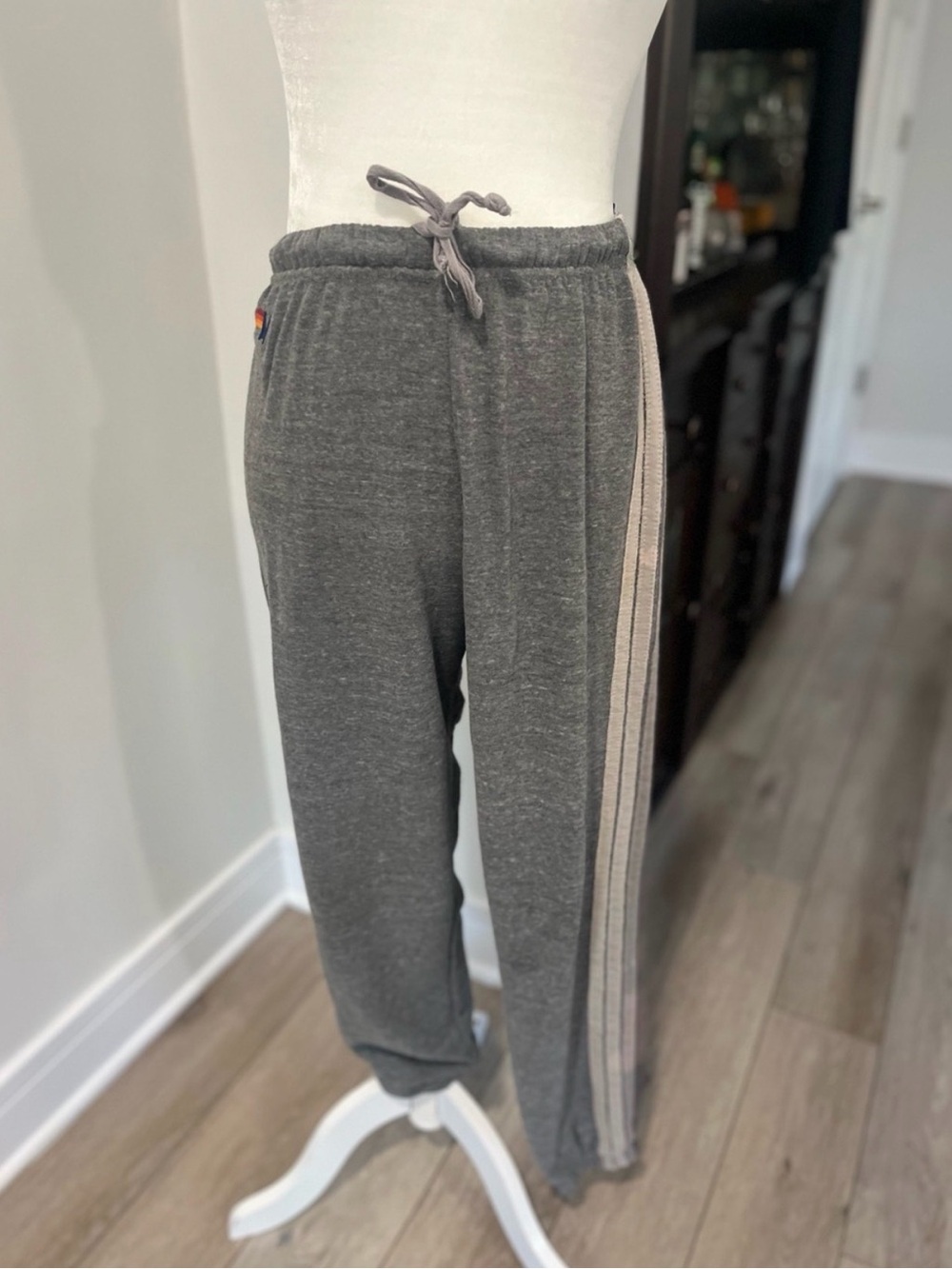 Aviator Nation Gray Track Pants with Multi-Stripe Side Panel - Picture 4 of 8
